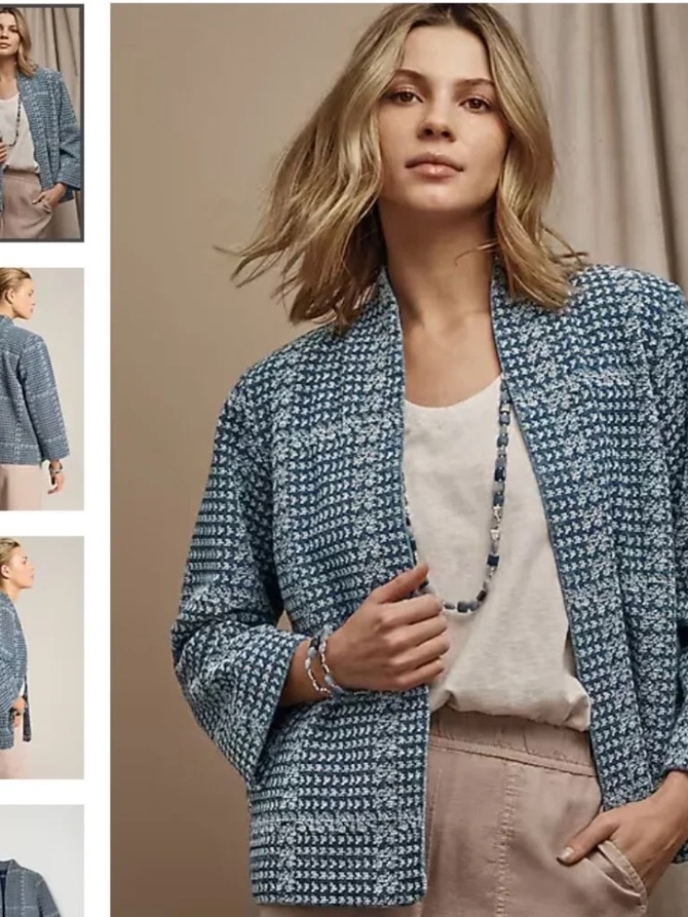 Pure Jill Indigo Jacquard Jacket Size XL